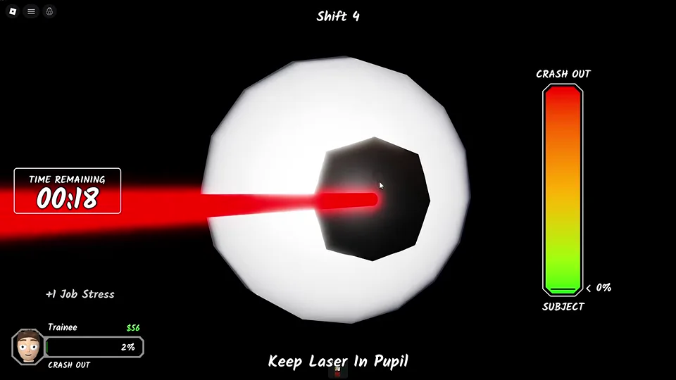 Eye exam with the instruction Keep Laser In Pupil