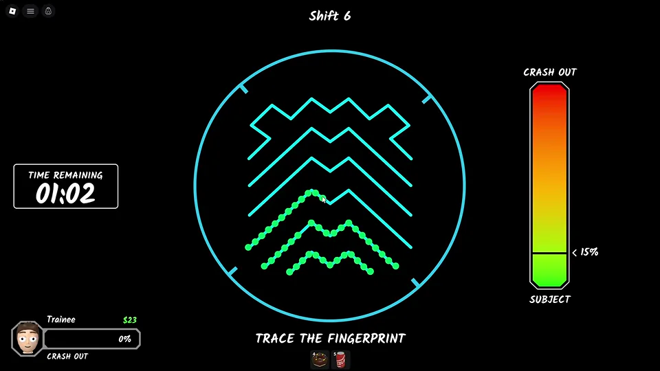 Fingerprint tracing interface with green progress dots